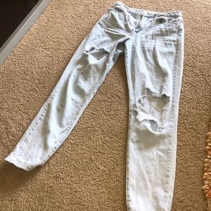 Light Wash Distressed Mom Jeans